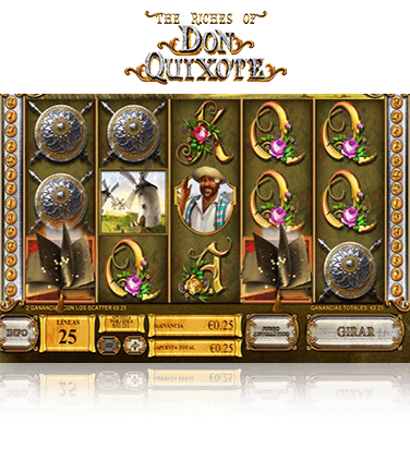 Partida en la slot The Riches of Don Quixote con una línea ganadora.